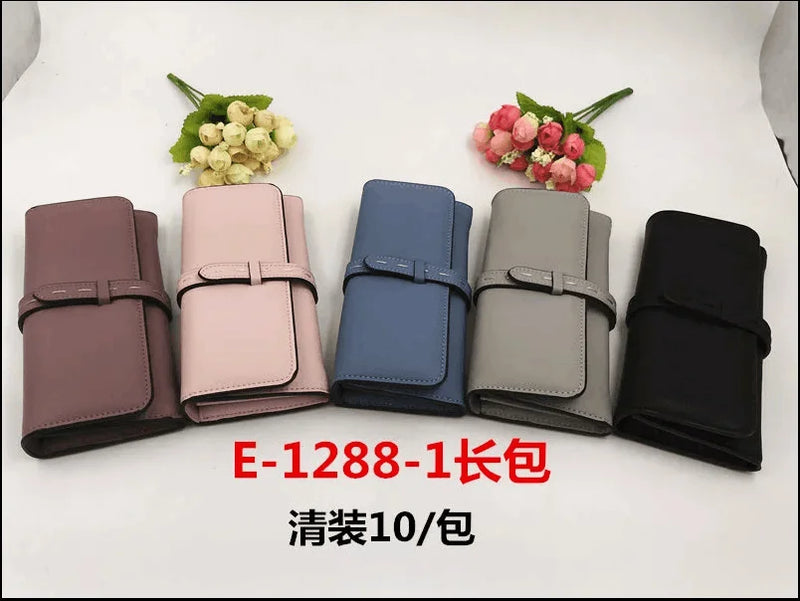 Women's Three-fold Wallet with Drawband Closure