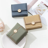 Women's Short Fresh Bow Buckle Zipper Three-Fold Wallet