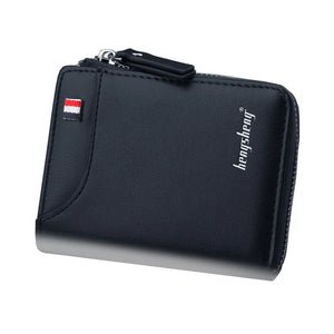 Men's Short Wallet PU Leather Small Zipper Coins Bag