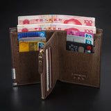 Men's Leather Short Wallet Knurling Retro Zipper Slim Purse