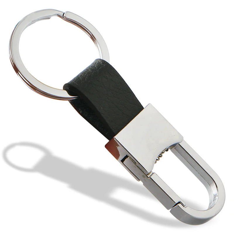 Metallic Key Chain Leather Double Ring Holder Men Car Key