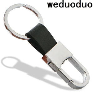 Metallic Key Chain Leather Double Ring Holder Men Car Key