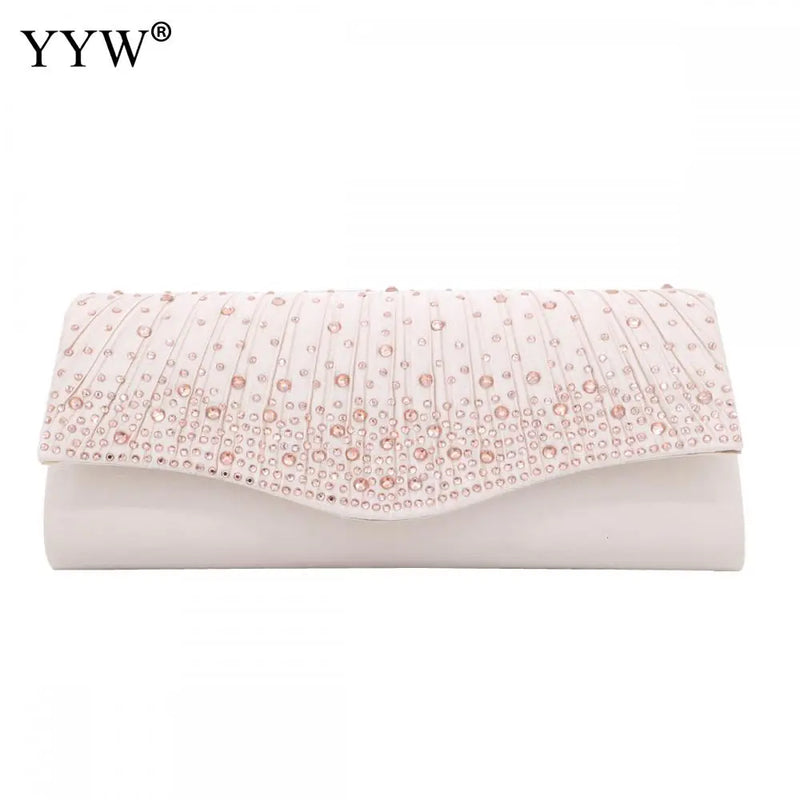 Pink Rhinestone Wedding Clutch Bag for Women