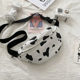 Korean INS Cow Canvas Chest Bag Harajuku Wild Girl Student Messenger Bag