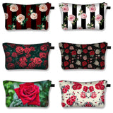 Red Roses 3D Printing Cosmetic Organizer Bag