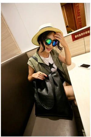 Women Large Capacity Briefcases Bag Casual PU Leather Briefcases Shoulder Bag