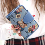 Women Wallet Cartoon Bear Folding Multi-function Zero Wallet