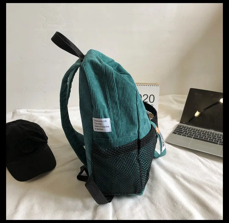 Corduroy Solid Backpack for Women Autumn Fashion