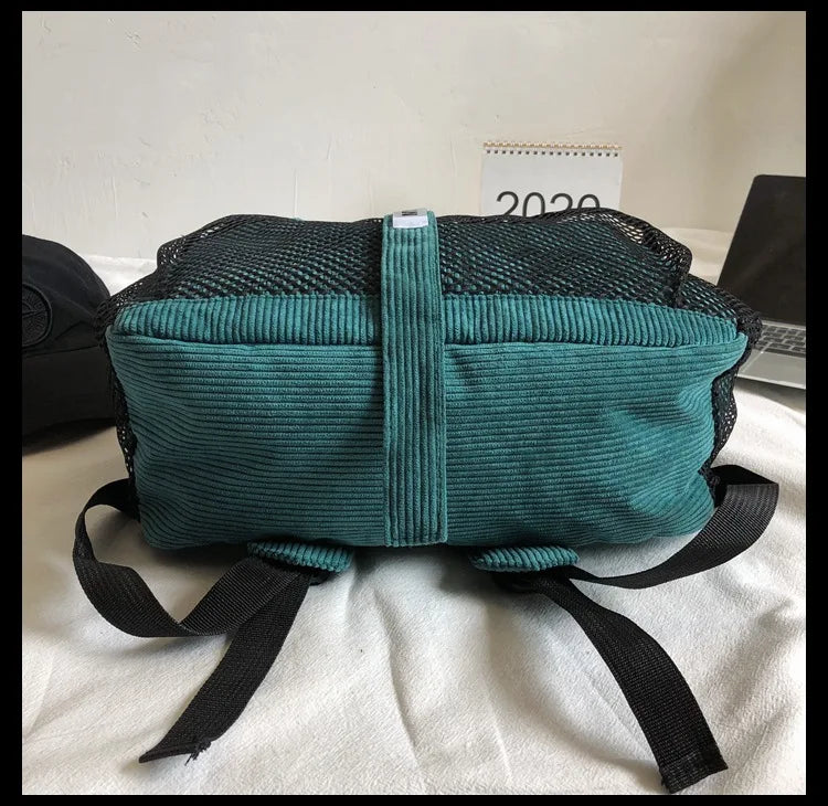 Corduroy Solid Backpack for Women Autumn Fashion