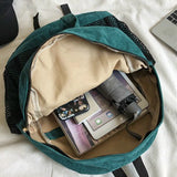 Corduroy Solid Backpack for Women Autumn Fashion