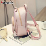 Women Leather Backpack for Teenage Girls Sequined Female Preppy Travel Bag