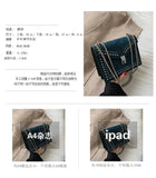 Women Bag PU Leather Rivet Chain Shoulder Square Bag