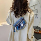 Ethnic Tassel Shoulder Bag Women Purse Mobile Phone Bag