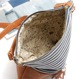 Striped Messenger Bag Tassel Canvas Shoulder Girls Flap