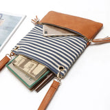 Striped Messenger Bag Tassel Canvas Shoulder Girls Flap