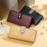 Women's Long Wallet with Contrast Check Zipper