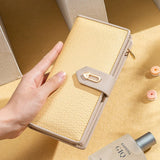 Women's Long Wallet with Contrast Check Zipper
