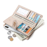Women's Long Wallet with Contrast Check Zipper