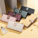 Women's Long Wallet with Contrast Check Zipper