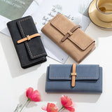 Women's Long Wallet Frosted Zipper Folding Three Fold Short Wallet