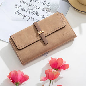 Women's Long Wallet Frosted Zipper Folding Three Fold Short Wallet