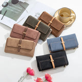 Women's Long Wallet Frosted Zipper Folding Three Fold Short Wallet