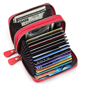 Women's RFID Antimagnetic Leather Card Bag Large Capacity