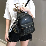 Women's Shoulder Bag Mini Ladies Backpack Rivet Bag for Students