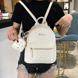 Women's Shoulder Bag Mini Ladies Backpack Rivet Bag for Students