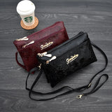 Women's 4-Zipper Long Clutch Bag Retro Leather Purse