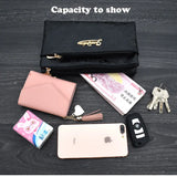 Women's 4-Zipper Long Clutch Bag Retro Leather Purse