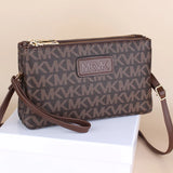 Women's 4-Zipper Long Clutch Bag Retro Leather Purse