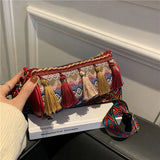 Bohemian Tassel Bucket Shoulder Bag for Women