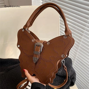 Y2K Retro Butterfly Leather Shoulder Bag Handbag Phone Wallet