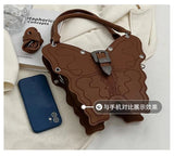 Y2K Retro Butterfly Leather Shoulder Bag Handbag Phone Wallet