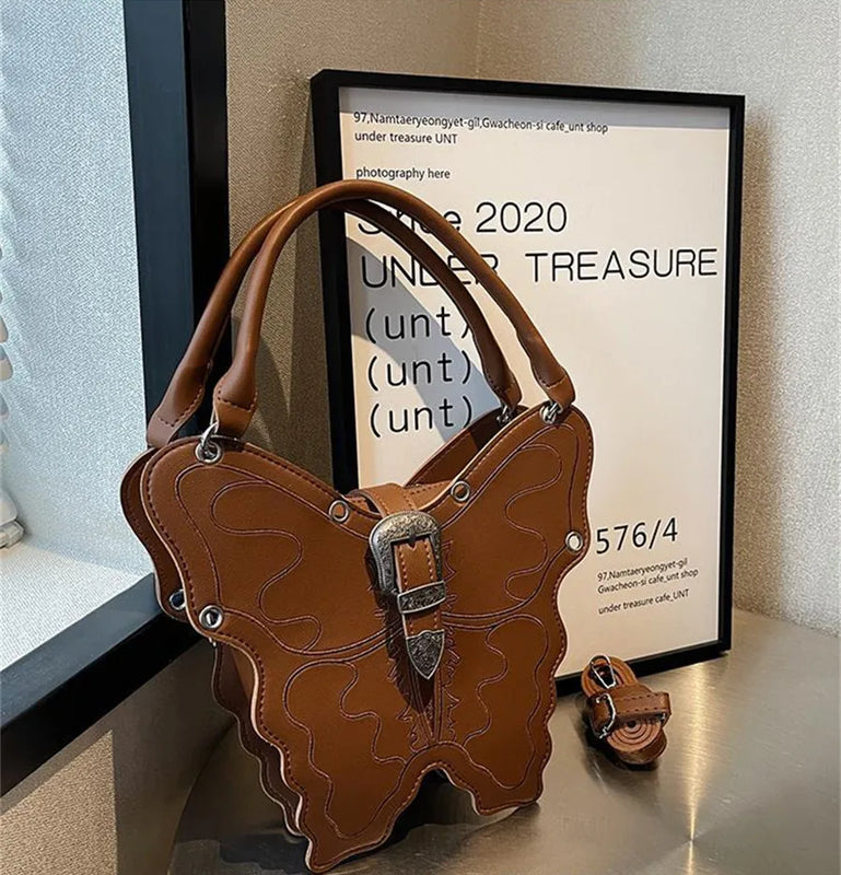 Y2K Retro Butterfly Leather Shoulder Bag Handbag Phone Wallet