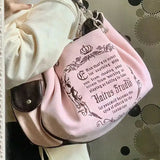 Y2K Retro Gothic Lettered Shoulder Handbag