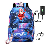 Zero Two USB Charging Travel Canvas Student Backpack Teen School Bag