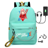 Zero Two USB Charging Travel Canvas Student Backpack Teen School Bag