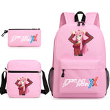 Zero Two Canvas Backpack 3-Piece Set for Children Boys and Girls