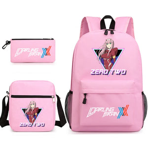 Zero Two 3 Piece Set Canvas Backpack for Kids Boys and Girls