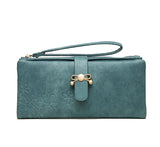 Women's Long Wallet Zipper Card Bag with Wrist Strap