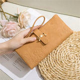 Women's Long Wallet Zipper Card Bag with Wrist Strap